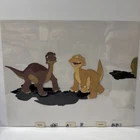 The Land Before Time 1988 Movie Animation Production Cel Littlefoot Cera & Ducky
