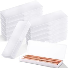50 Pcs Pencil Boxes Bulk Plastic Clear Pencil Case Box for School Bulk Storag...