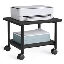 Heavy-Duty Printer Stand with Locking Wheels, 2-Tier Industrial Mobile Cart w...