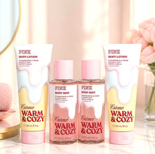 New Set of 4 Victoria's Secret PINK Body Mist Body Lotions Cr me Warm Cozy
