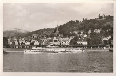 Photo postcard paddle steamer ''Fatherland'' on the Rhine