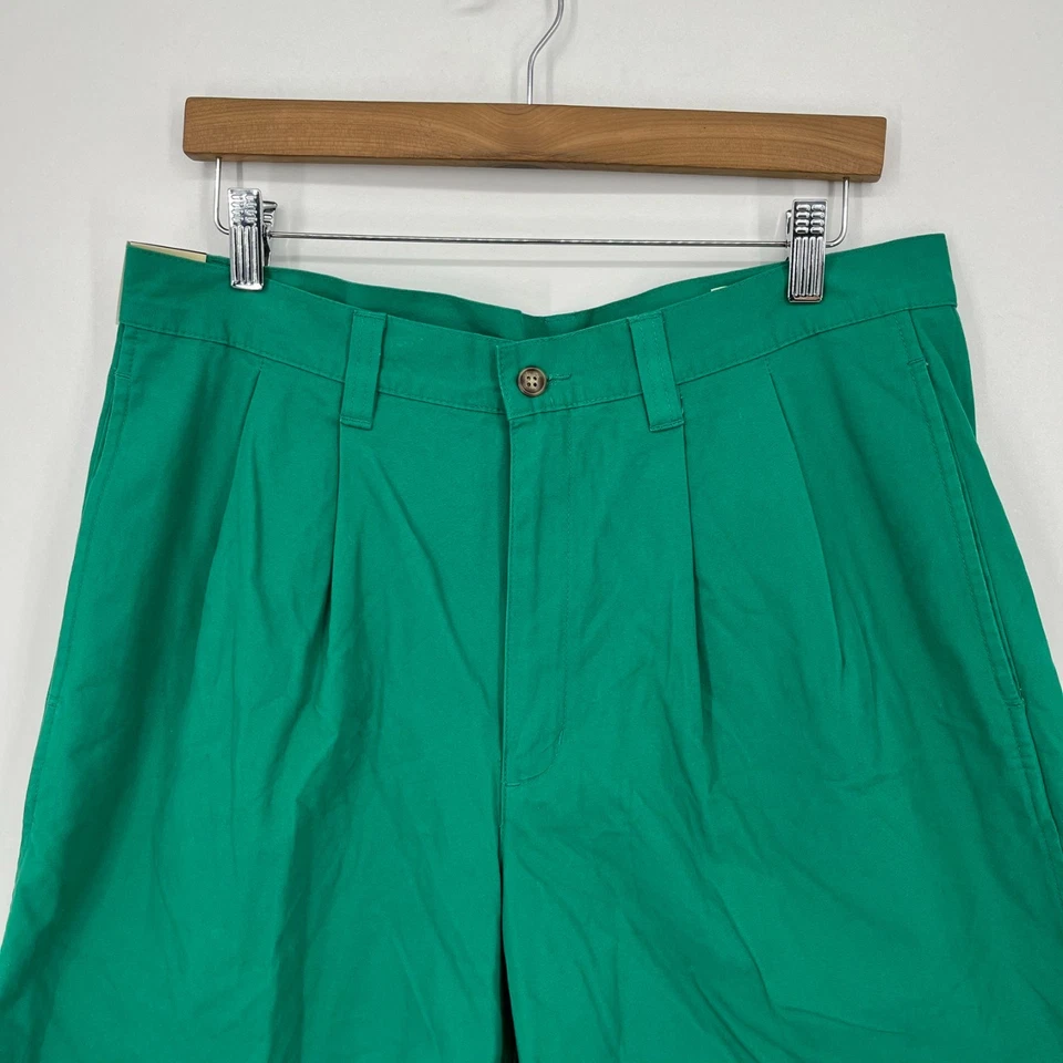 Pantalones Cortos Chinos Eddie Bauer Para Hombre Talla 34 Verde Plisado 100% Algodón De Colección Años 90 Nuevos de Lote Antiguo Foto 2 de 4