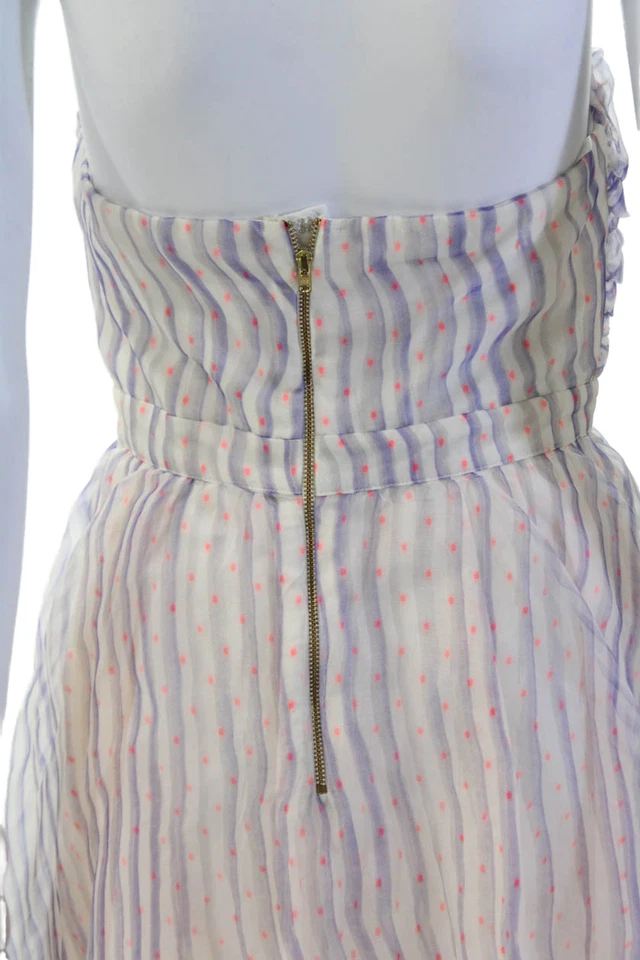 Vestido Manoush Para Mujer Cuello Corazón Cremallera Sin Mangas Rayas Lunares Blanco Talla Foto 4 de 4