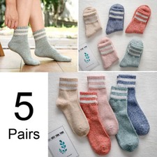 5 Pairs Men Women Wool Cashmere Thick Warm Soft Solid Casual Sports Winter Socks
