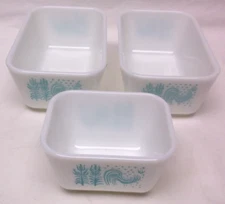Pyrex Turquoise Amish Refrigerator Dishes Group of 3