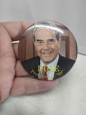 Vtg Bob Dole Republican Presidential Senator Candidate 1988 Campaign Pin Button