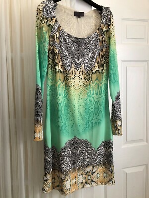 Hale Bob Dress Long Sleeve Boho Bodycon Stretch Sz S | eBay