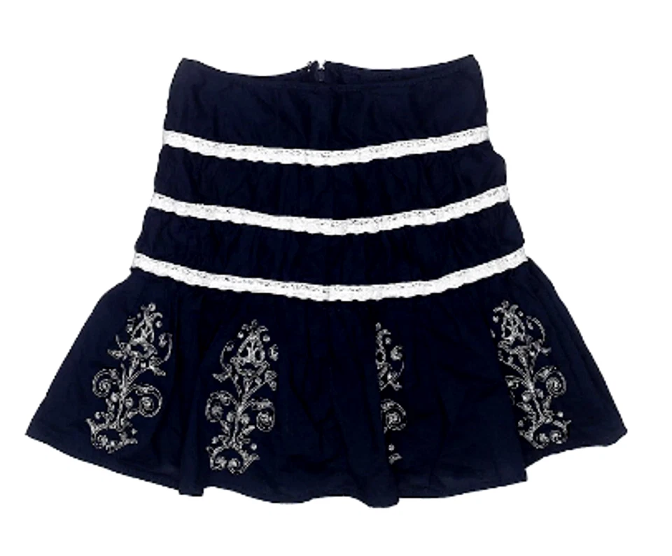 MARY-KATE AND ASHLEY темно-синий и белый вышитый кружева богемное юбка девочек размер 8 GUC - Изображение 2 из 2