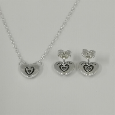 Anhänger Collier Schmuckset #45cm Pandora Strahlendes Herz & Schwebender Stein
