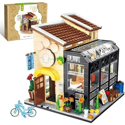 ''Pet Bookstore Building Blocks Set with LED Light - 640+ Pcs, Gift for Kids,