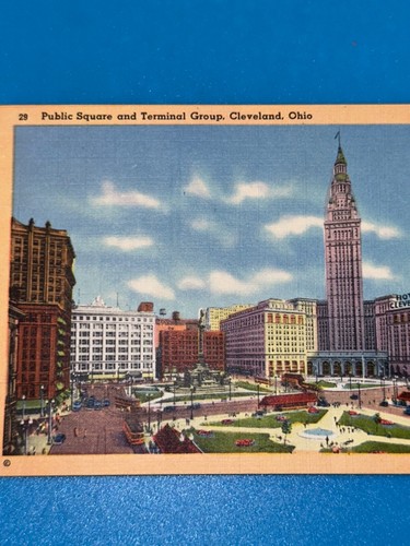 Cartolina vintage da collezione gruppo terminali quadrati pubblici, Cleveland Ohio - Foto 2 di 7