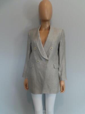 【関税&送料込み】Brunello Cucinelli Linen Blend Double-Br Brunello Cucinelli Silver Linen Blend Double-Breasted Blazer