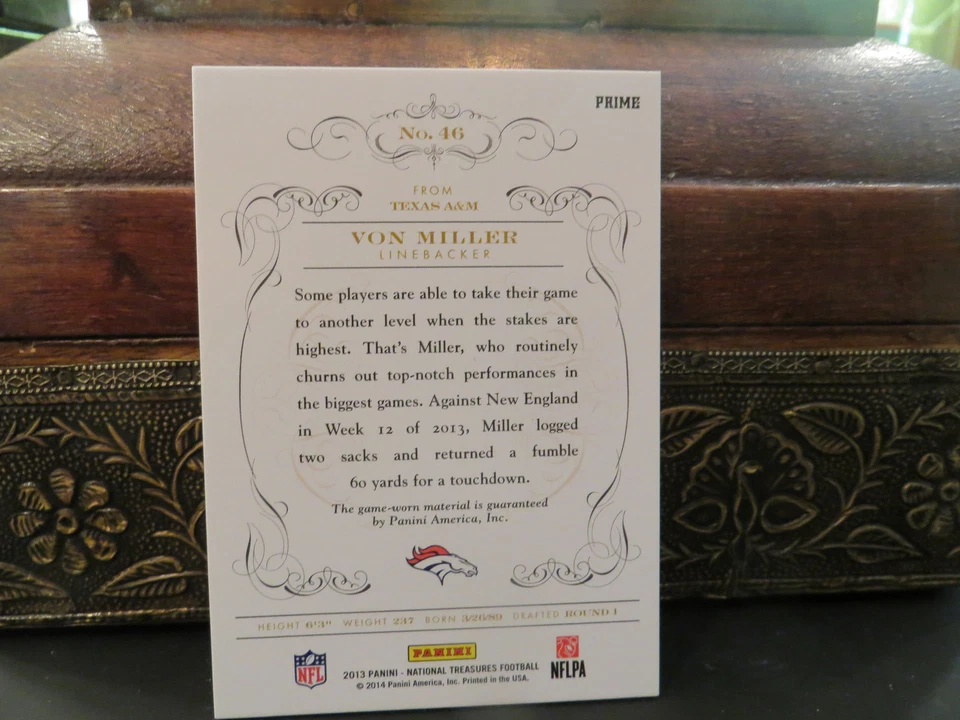 National Treasures Century Materials Prime Jersey Broncos Von Miller 04/10  2013 - Image 4 of 4