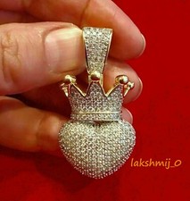 3CT Round Cut Diamond Heart Shape Jewelry Pendant 14K Yellow Gold Finish