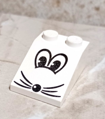 LEGO Mouse Face Printed Slope White Brick Eyes Nose Whiskers Dog Cat Build Creat
