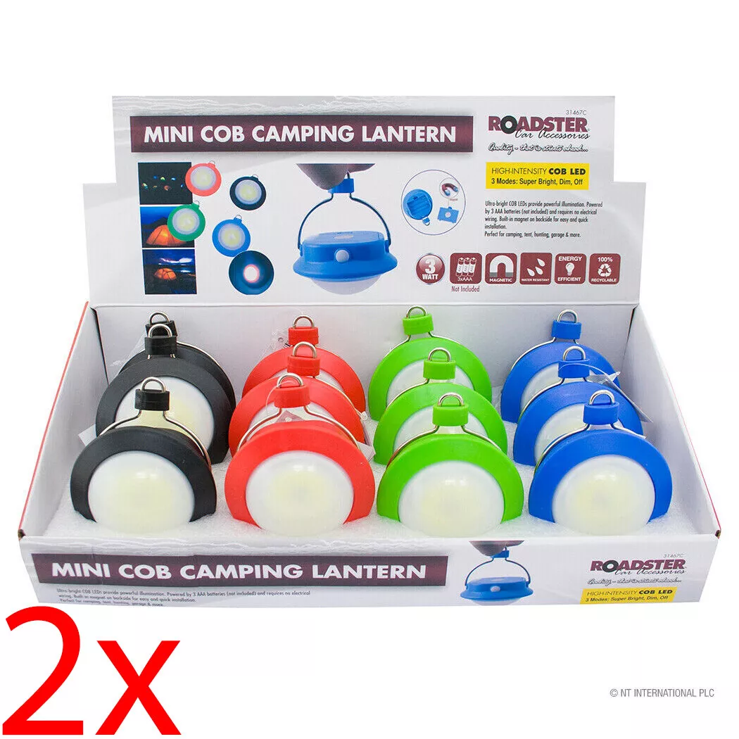 NEW 2 X 3W MINI COB CAMPING LANTERN LIGHT TORCH BRIGHT PORTABLE