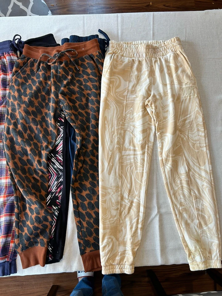 👍 5 пар женских брюк XS Juicy Bisou Bisou Free Press клетчатые синие в полоску - Изображение 2 из 4