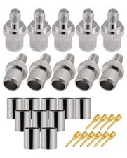 10 PCS SMA Connectors SMA Female Bulkhead Crimp Connector for RG8 LMR400 RG21...