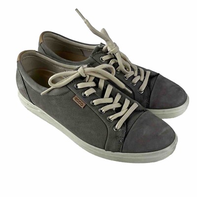 ECCO Soft 7 Shoes Womens 41 US 10-10.5 Warm Grey Leather Lace Up Sneaker Comfort