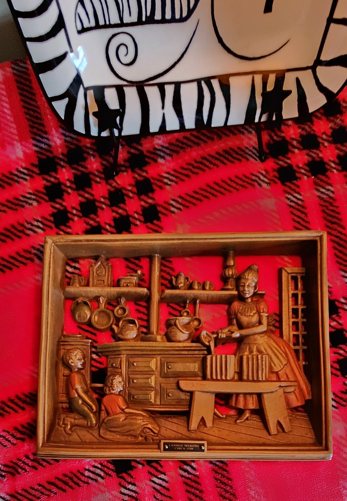 Burwood Products Wall Plaque “Candle Making 1750” Colonial Rustic Decor USA