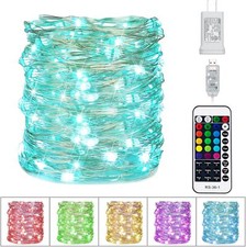 Color Changing Fairy String Lights - 33 ft 100 LED USB Silver Wire Lights