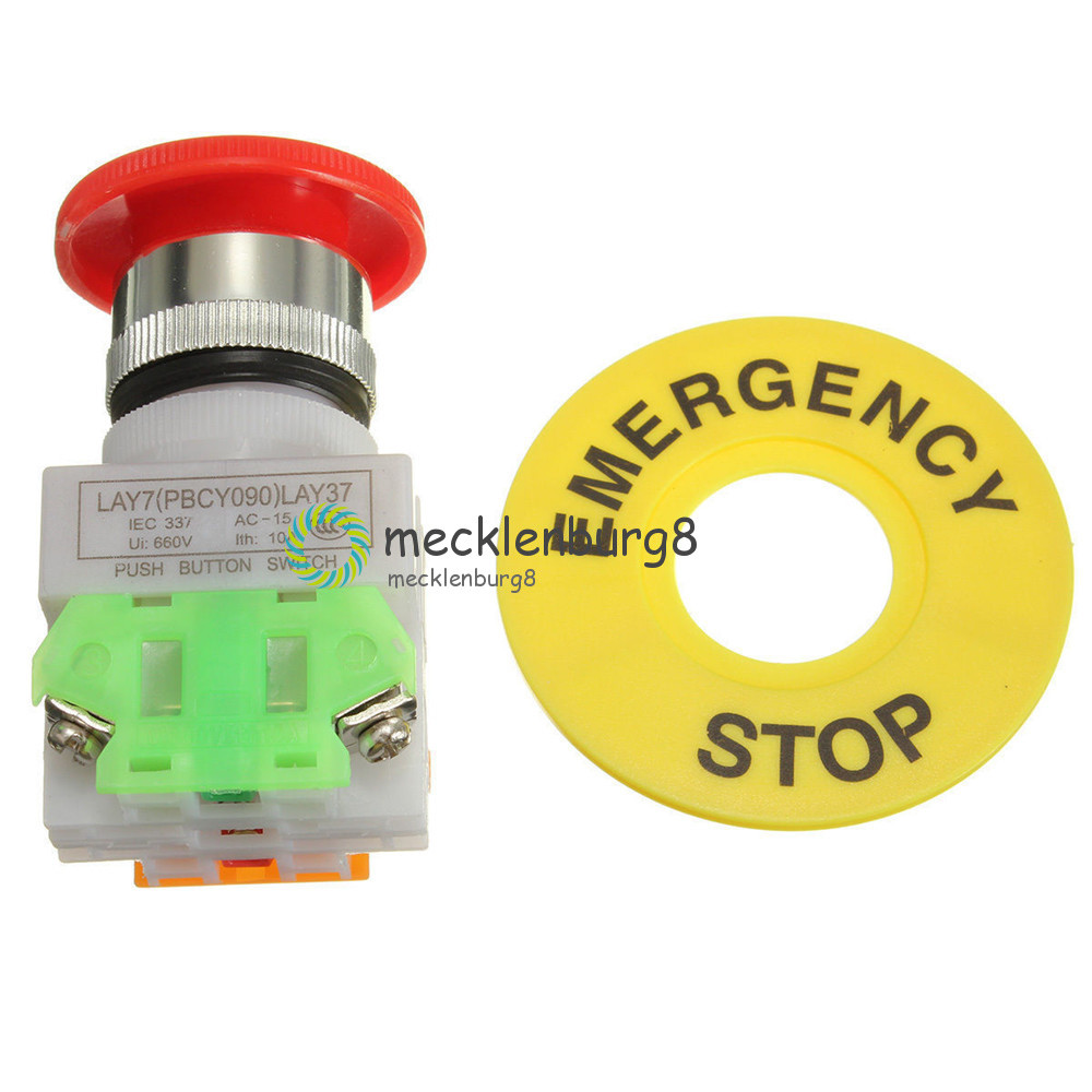 Cappuccio A Fungo Rosso 1NO 1NC DPST AC 660V10A Interruttore A Pulsante Industriale Di Arresto Di Emergenza ElectronicSwitch (Color : Type F - Foto 5