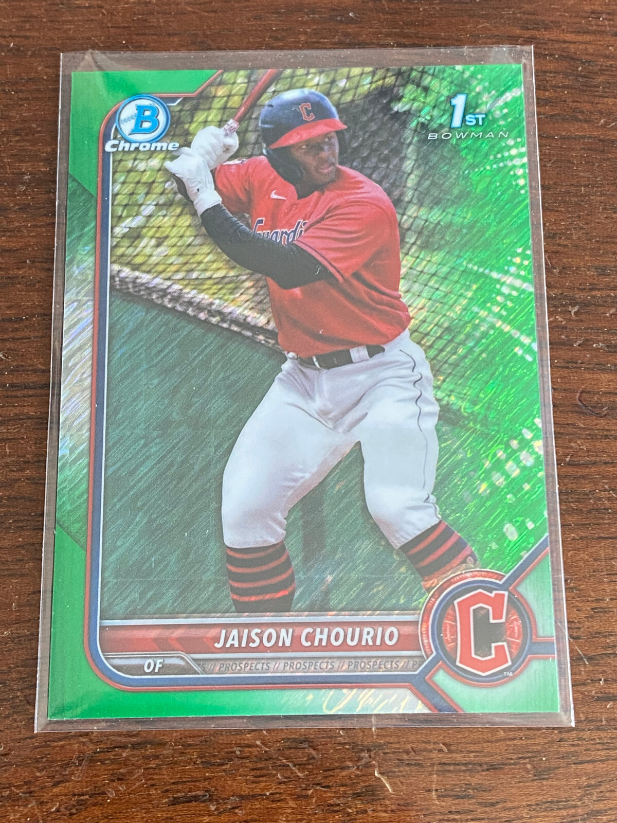 2022 Bowman Chrome Jaison Chourio Green Shimmer Refractor /99 Guardians BCP-174