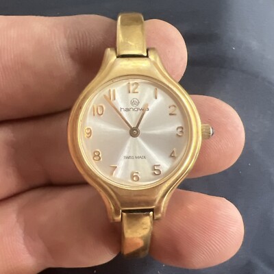 Vtg Hanowa Swiss Ladies Watch Needs Battery  Gold Tone