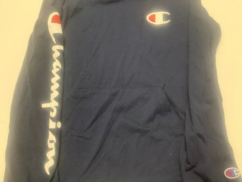 Champion Hooded Shirt Kids Large Navy Blue Long Sleeve Top Athletic Approved!! - Picture 10 of 17