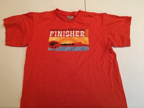 Nike Vtg 2000 Rare!! Honolulu Marathon Finisher! T-shirt Hawaii Running Medium - Picture 2 of 12