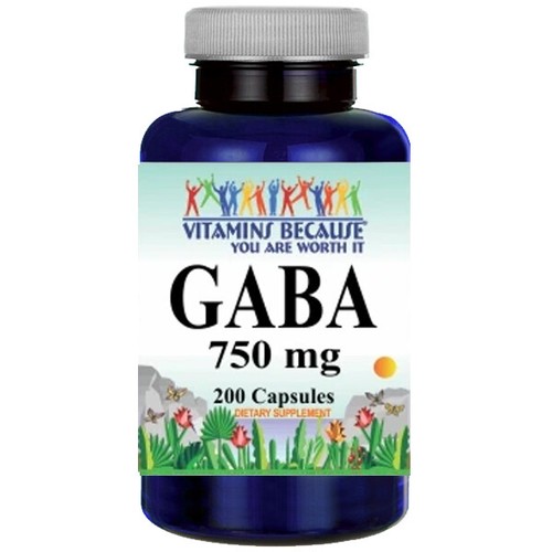 GABA 750mg 200 Caps Gamma Aminobutyric Acid USDA Facility - Afbeelding 1 van 2