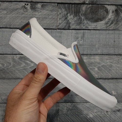 Vans Shoes | Iridescent Slip on Vans | Color: Silver/White | Size: 6.5 | Steph1708's Closet