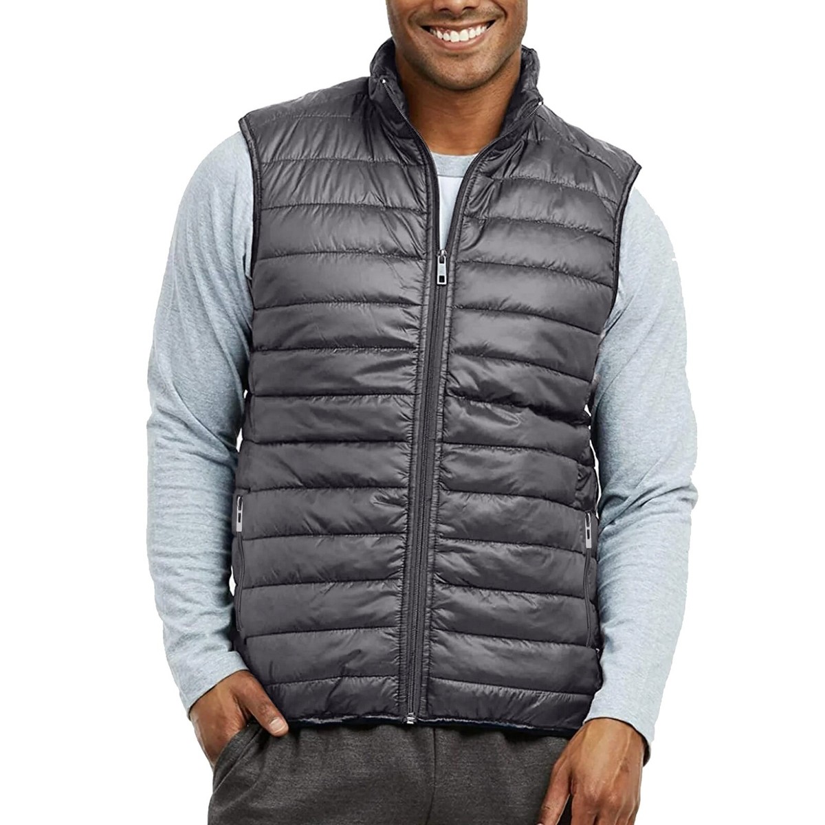 Mens Wind-Resistant Sleeveless Puffer Vest Water-Resistant Outdoor 