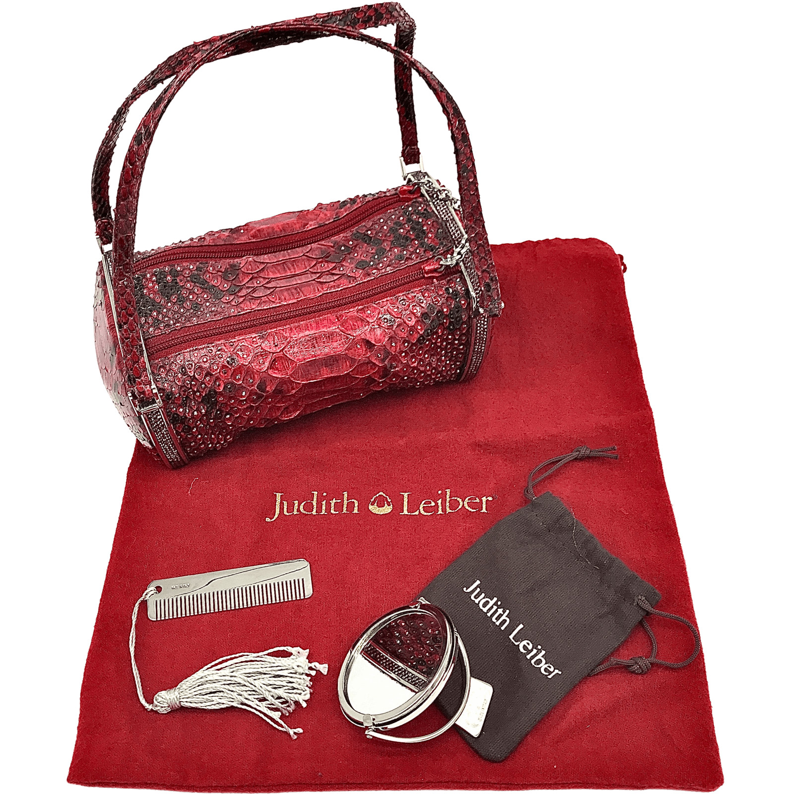 ❤️Judith Leiber Python Swarovski Crystal Handbag … - image 1