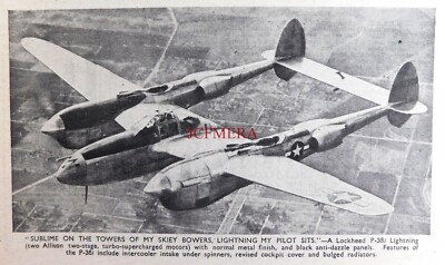 Lockheed P-38 'LIGHTNING' Jagdflugzeug Original WW2 Fotodruck 675/120