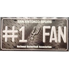 san antonio spurs #1 fan nba basketball metal license plate made in usa