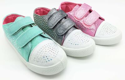 Mädchen Matilda Glitzer Touch Verschluss Riemen Komfort Sommer Canvas Schuhe