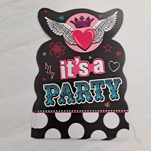 Rocker Princess Party Invitations With Envelopes Stickers Pink Black 8 count - Picture 9 of 9