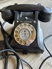 Vintage GPO 1950s 312L Bakelite Black Phone, With Tray And Call Exchange Button