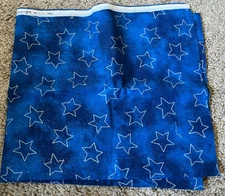 2002 Material/Fabric 24" x 45" Silver Glitter Stars Blue Glittery Cotton