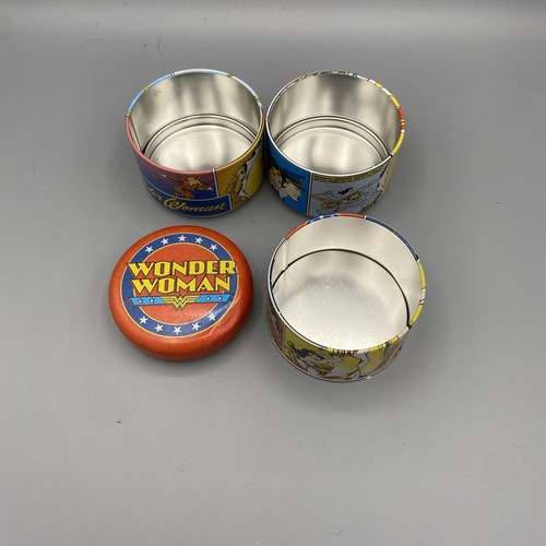 Wonder Woman Tin Stacking Pull Apart 4 Pc Canister Vintage For Trinkets Jewelry - Picture 5 of 8