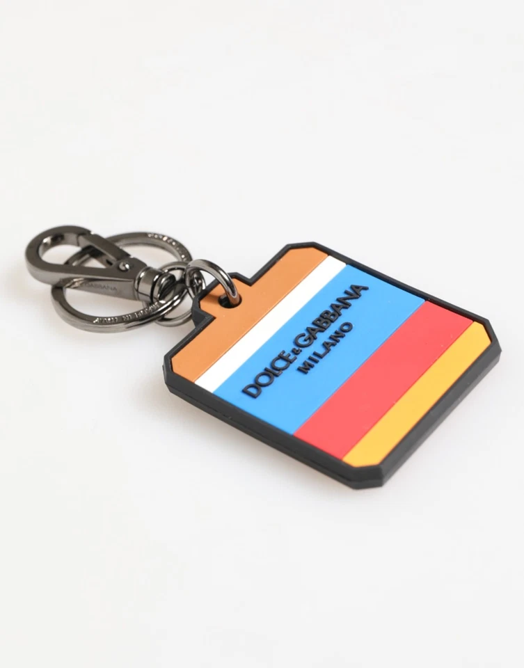 Dolce & Gabbana Multicolor DG Rubber Logo Silver Men's Keychain Men's Keyring - Image 2 of 4