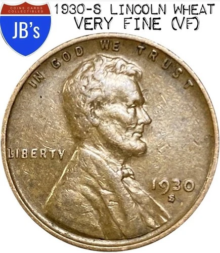 1930-S Lincoln Wheat Cent Penny 1c - VERY FINE (VF)