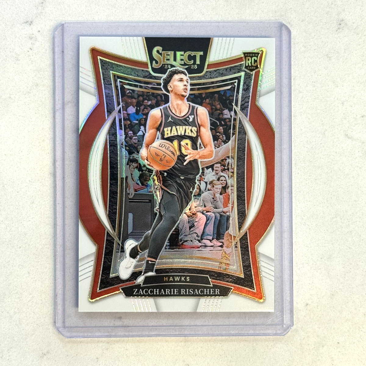 2024-25 Panini Select #86 Zaccharie Risacher Rookie White Prizm Rc