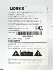 Lorex N910a62 4k 12mp 16 Camera Capable 8 Wired8 Fusion Wi-fi Nvr-openbox