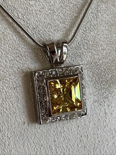 Park Lane Kanarienvogel Diamant Anhänger Halskette Citrin CZ silberfarben & Bonus Ohrringe - Bild 17 von 24
