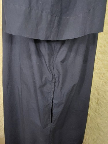 LOFT Dress Size Large Button Down Cold Shoulder Navy Pockets Cotton Sun Dress R - Picture 9 of 9