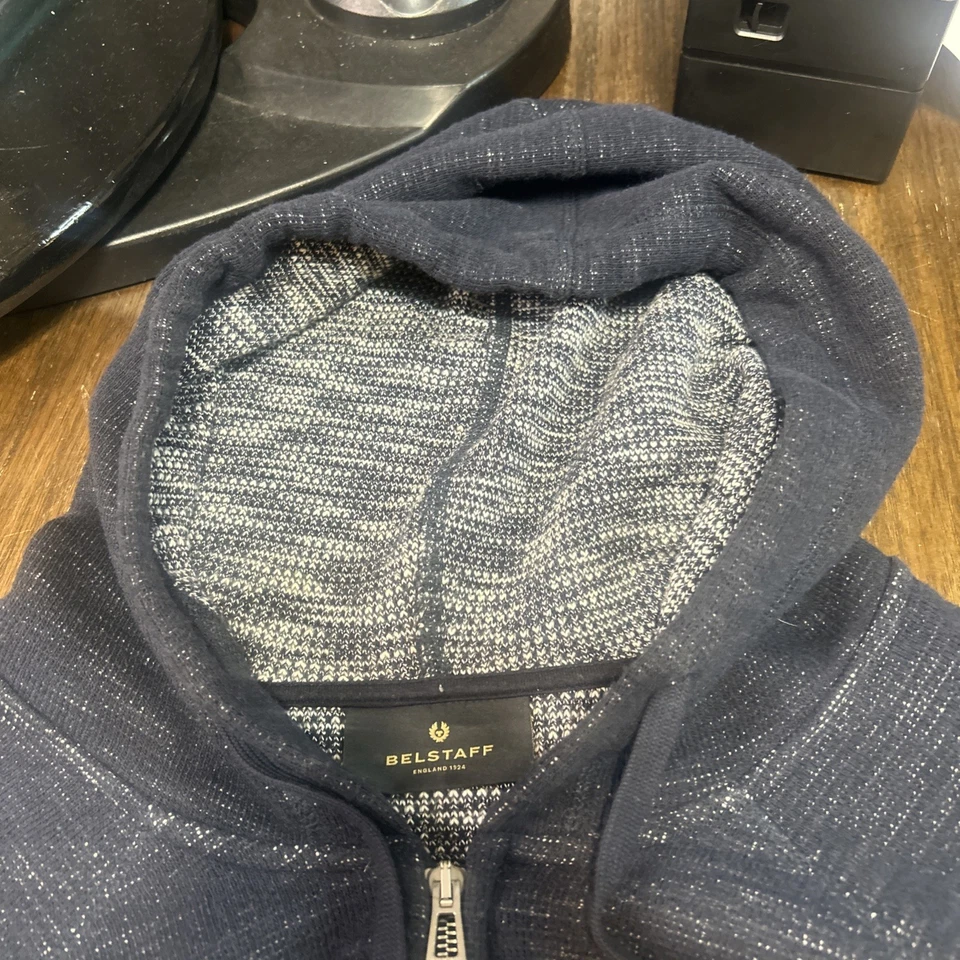 Sudadera Belstaff Para Hombre Cremallera Completa Talla Mediana Longton Stoke On Trent Azul Foto 4 de 4