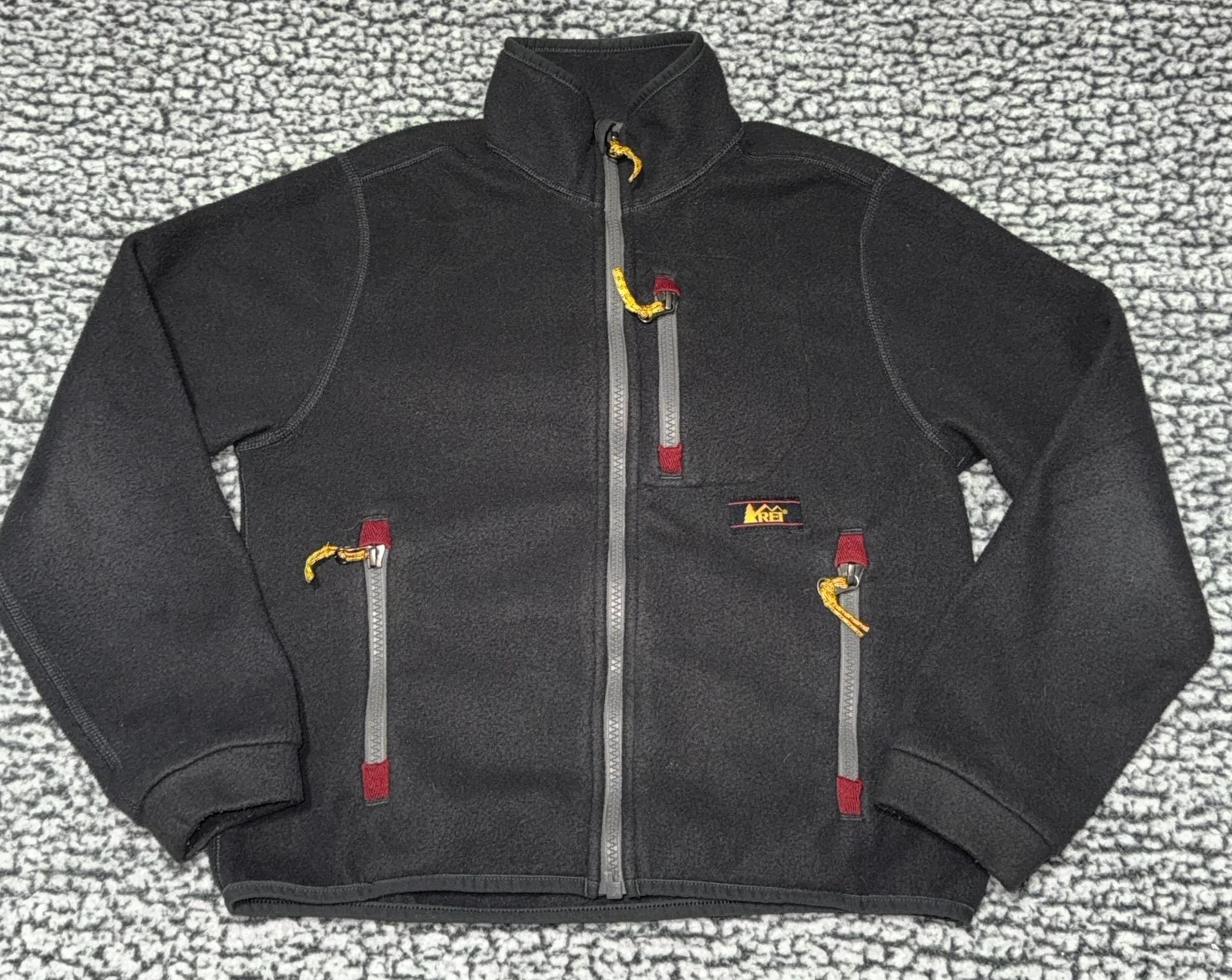 REI Co-Op Kids Polartec Fleece Jacket Black Full-Zip Small Outdoor Hiking Warm