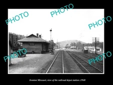 OLD POSTCARD SIZE PHOTO OF IRONTON MISSOURI THE RAILROAD DEPOT STATION c1940